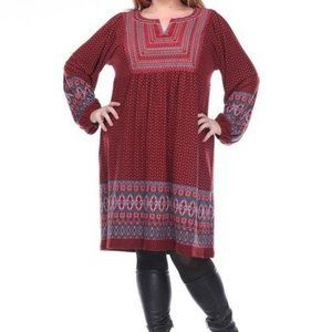 Plus Size V-Neck Short Long Sleeve Dress PS6360-02